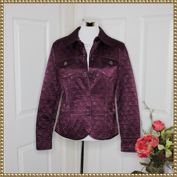 i.e. Jackets & Blazers - NWOT i.e. Purple Quilted Embroidered Peplum Style Jacket Size Large